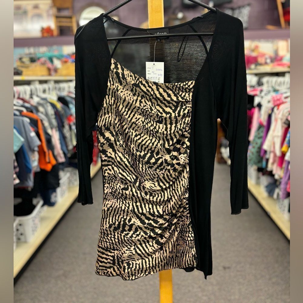 🛍️ Vandana's New Ladies M black cheetah print long sleeve shirt